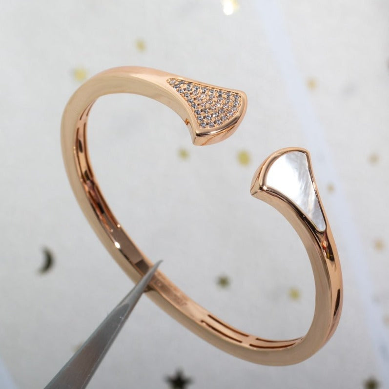 [Lunabriance]DREAM BRACELET OPEN PINK GOLD MOP DIAMOND