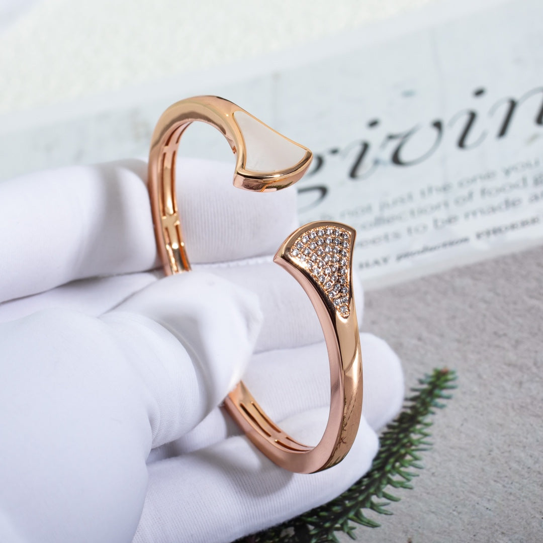 [Lunabriance]DREAM BRACELET OPEN PINK GOLD MOP DIAMOND