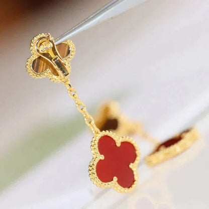 [Lunabriance]CLOVER  2 MOTIF  TIGER EYE CARNELIAN EARRINGS