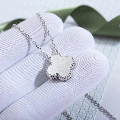 [Lunabriance]CLOVER  15MM DIAMOND LASER NECKLACE SILVER