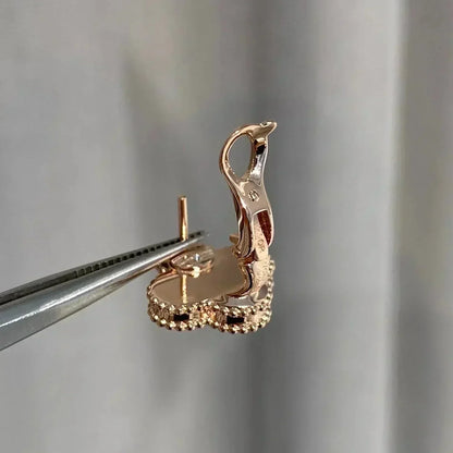[Lunabriance]CLOVER MEDIUM 1 MOTIFS  PINK MOP DIAMOND EARRINGS