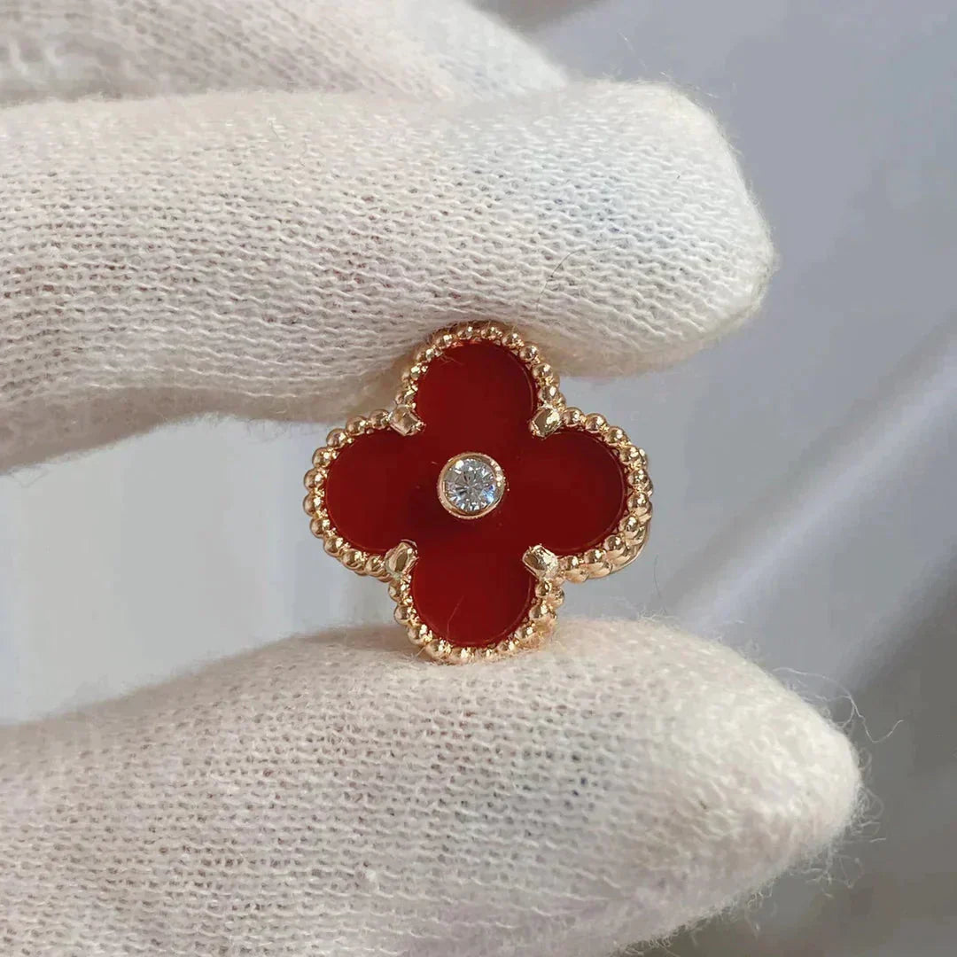 [Lunabriance]CLOVER MEDIUM 1 MOTIFS CARNELIAN  DIAMOND earrings
