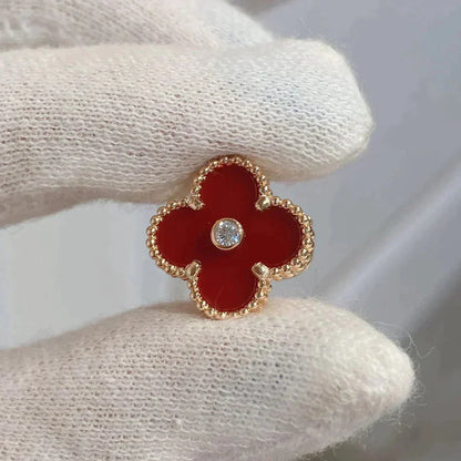 [Lunabriance]CLOVER MEDIUM 1 MOTIFS CARNELIAN  DIAMOND earrings