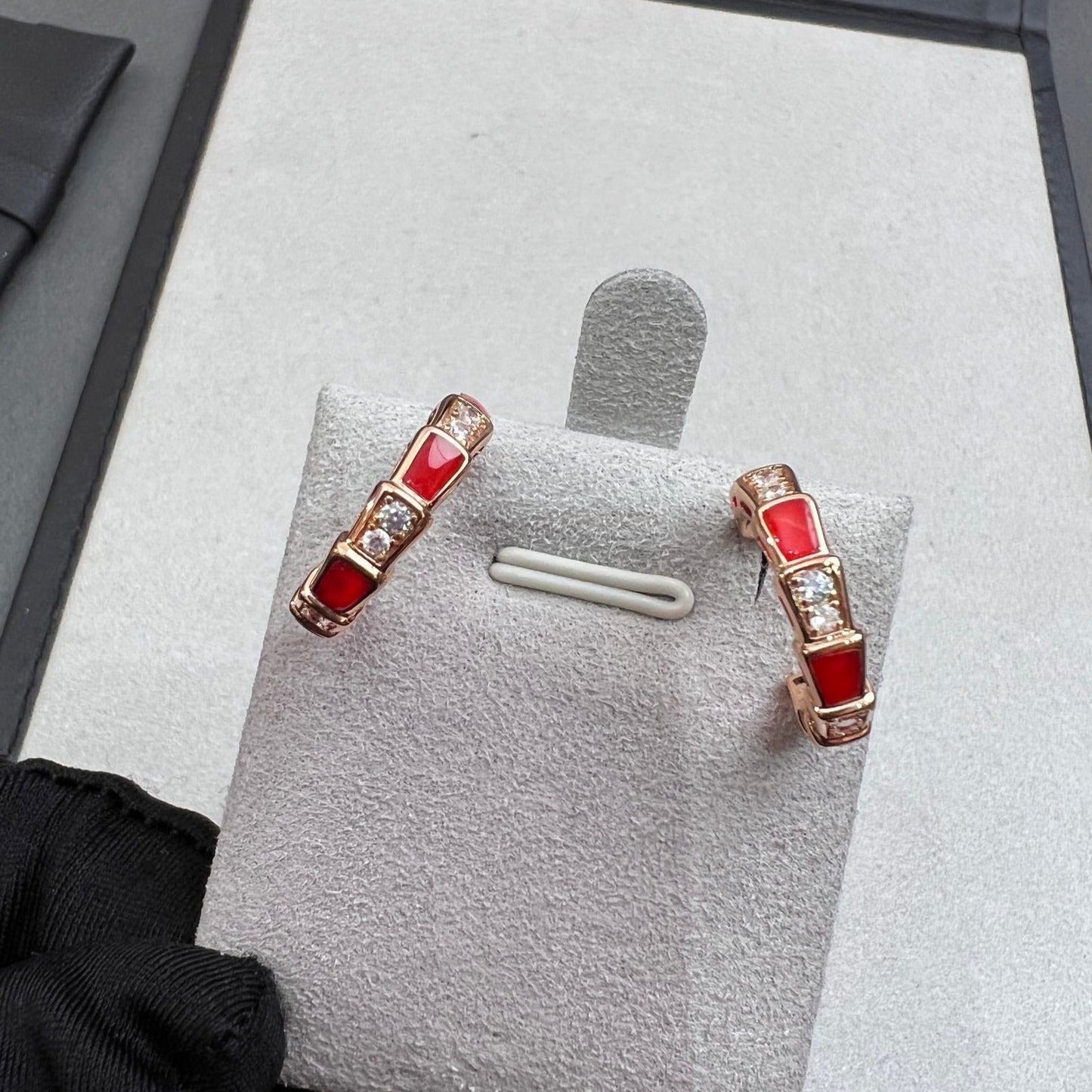 [Lunabriance]SERPENTI CARNELIAN PINK GOLD EARRINGS