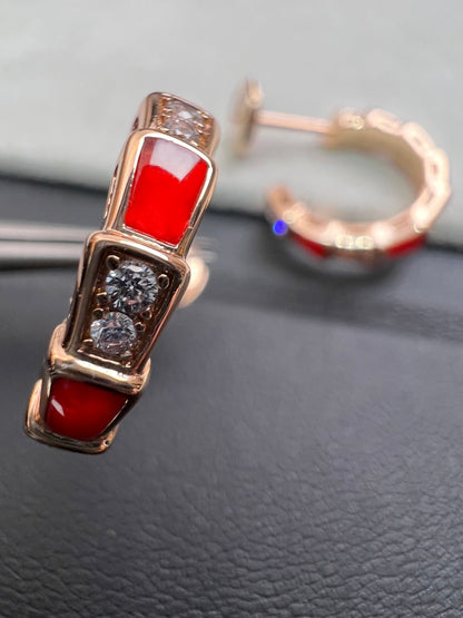 [Lunabriance]SERPENTI CARNELIAN PINK GOLD EARRINGS