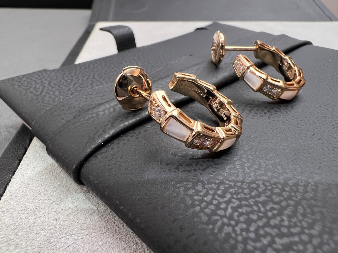 [Lunabriance]SERPENTI MOP PINK GOLD EARRINGS