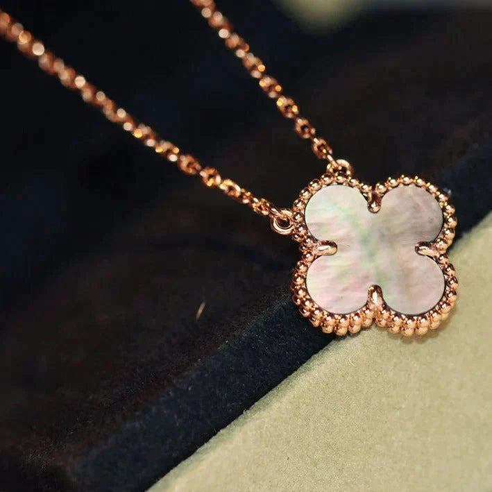 [Lunabriance]CLOVER 15MM  GRAY MOTHER OF PEARL NECKLACE