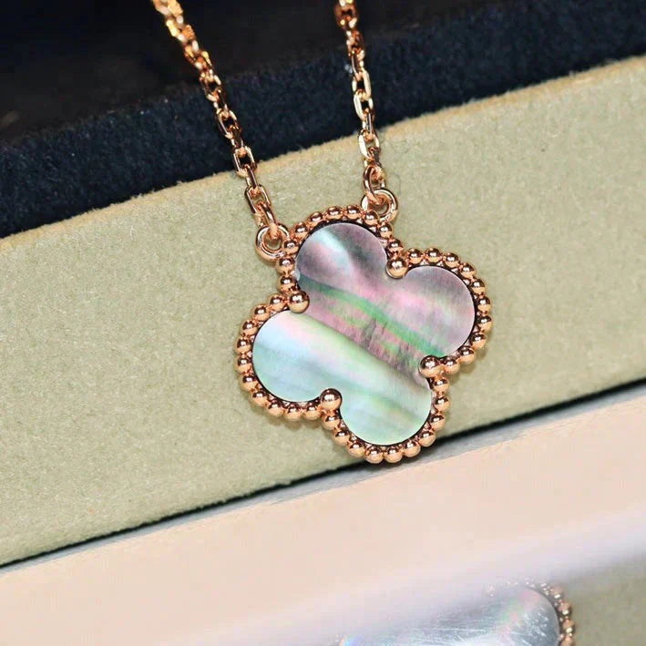 [Lunabriance]CLOVER 15MM  GRAY MOTHER OF PEARL NECKLACE