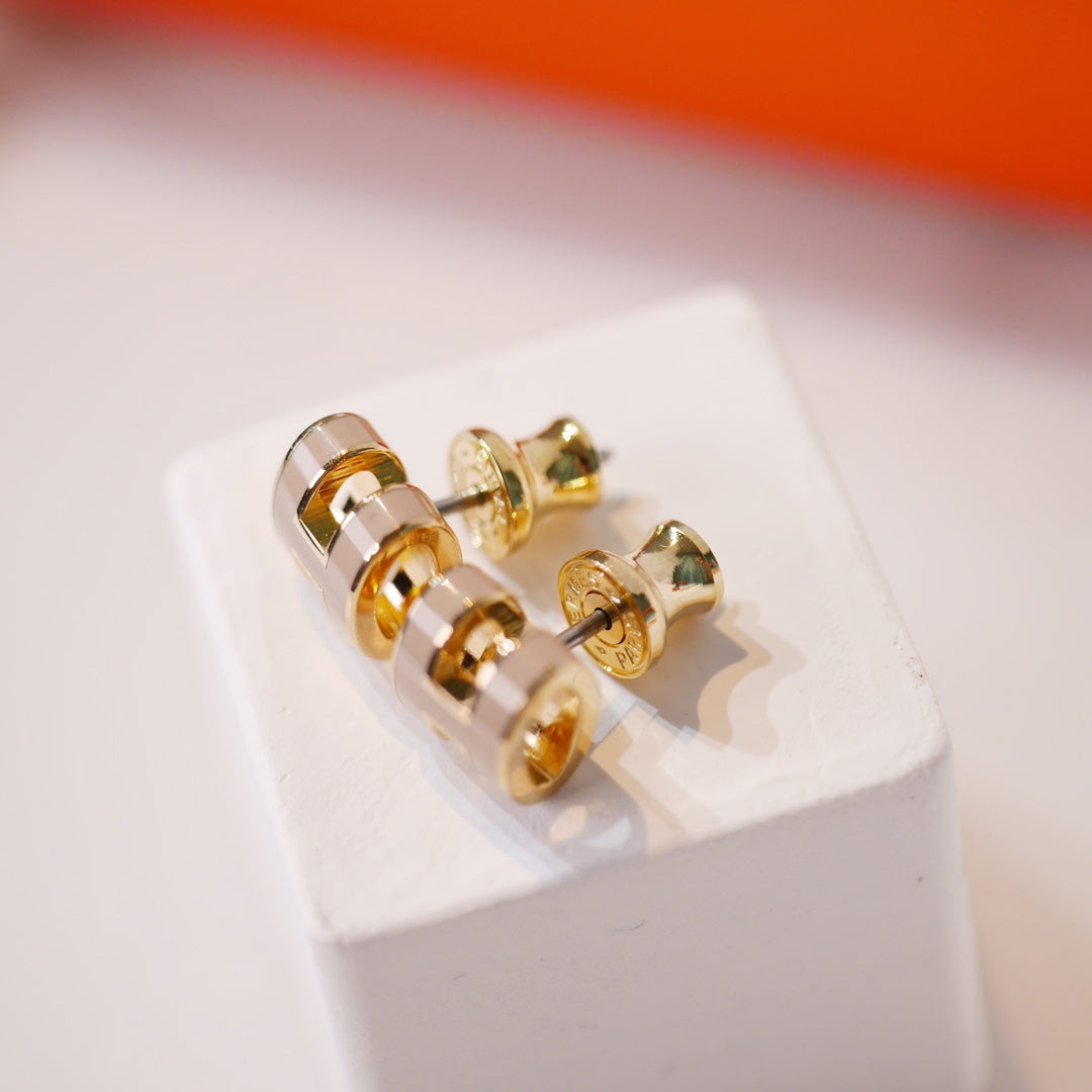 [Lunabriance]MINI POP H GOLD EARRINGS GREY