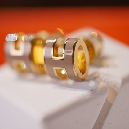 [Lunabriance]MINI POP H GOLD EARRINGS GREY