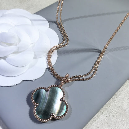 [Lunabriance]CLOVER 25MM GOLD DARK MOP BIG CLOVER NECKLACE