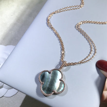 [Lunabriance]CLOVER 25MM GOLD DARK MOP BIG CLOVER NECKLACE