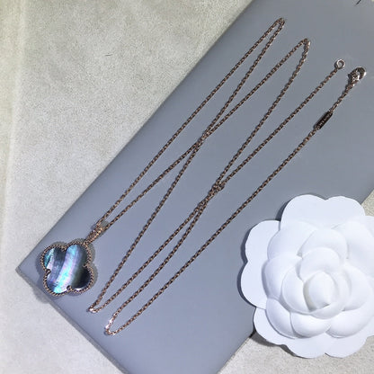 [Lunabriance]CLOVER 25MM GOLD DARK MOP BIG CLOVER NECKLACE