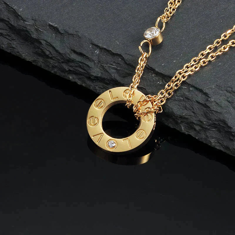 [Lunabriance]LOVE NECKLACE 16MM 2 DIAMONDS