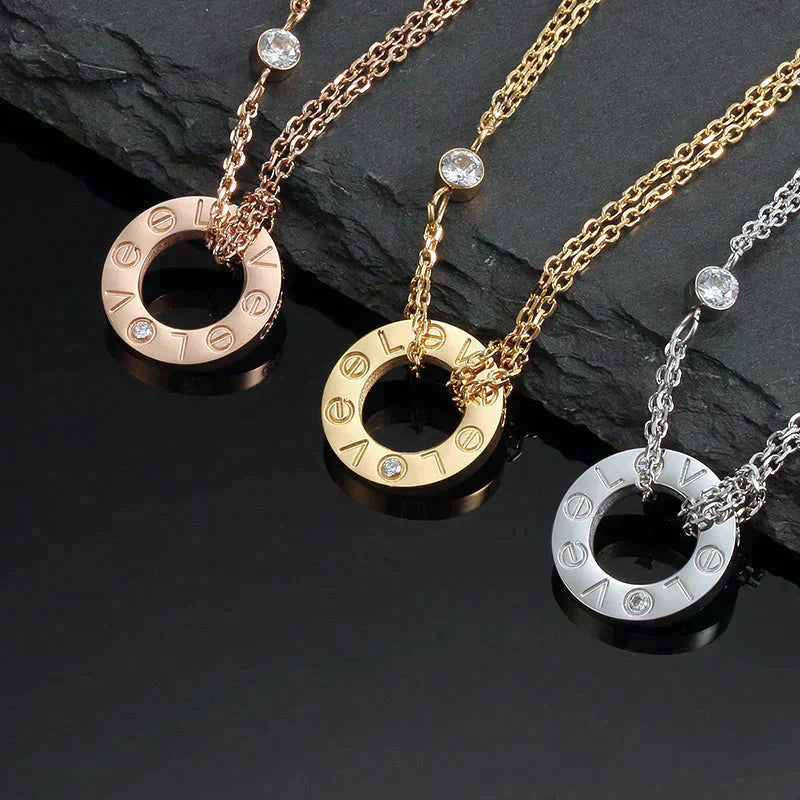 [Lunabriance]LOVE NECKLACE 16MM 2 DIAMONDS