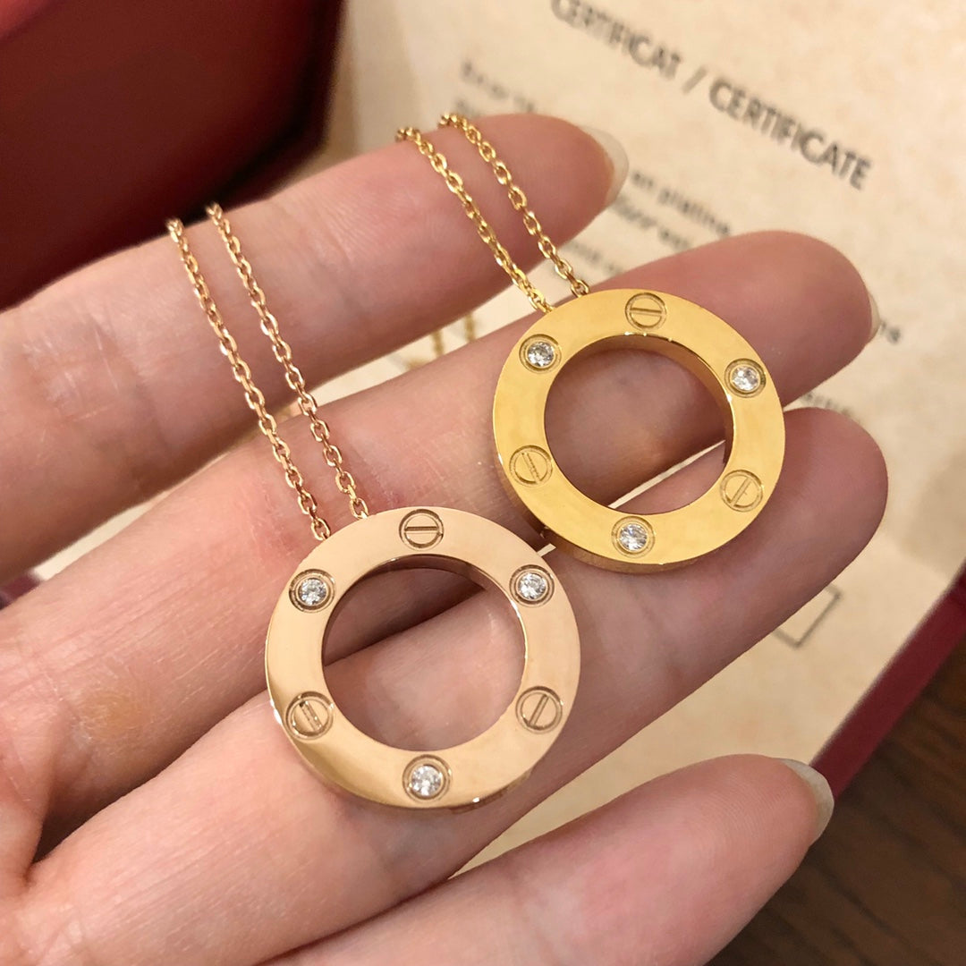 [Lunabriance]LOVE NECKLACE 16MM 3 DIAMONDS