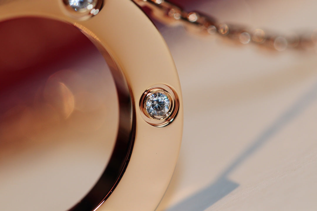[Lunabriance]LOVE NECKLACE 16MM 6 DIAMONDS PINK GOLD
