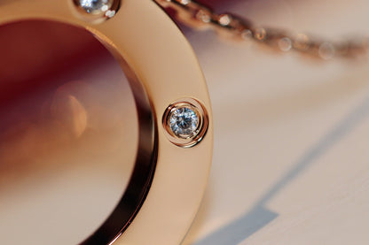 [Lunabriance]LOVE NECKLACE 16MM 6 DIAMONDS PINK GOLD
