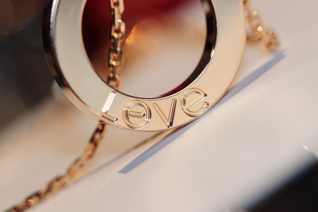 [Lunabriance]LOVE NECKLACE 16MM 6 DIAMONDS PINK GOLD