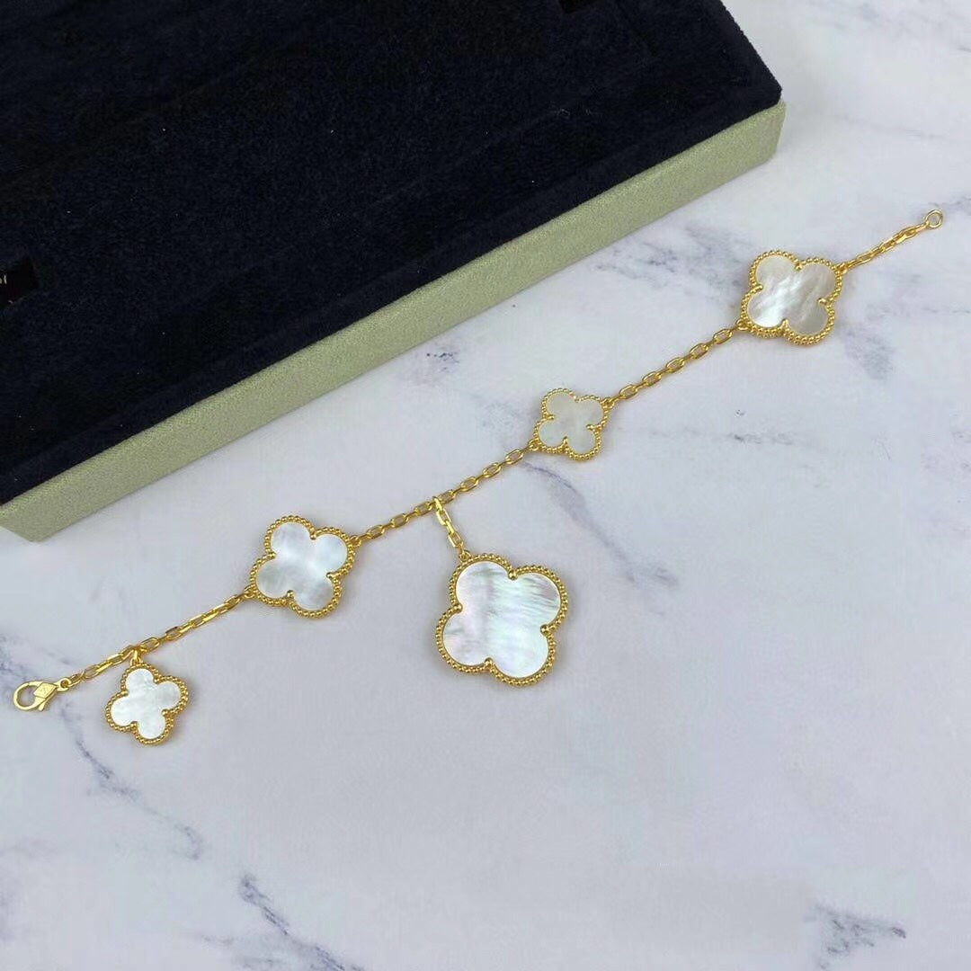 [Lunabriance]MAGIC CLOVER MOP GOLD BRACELET 5 MOTIFS
