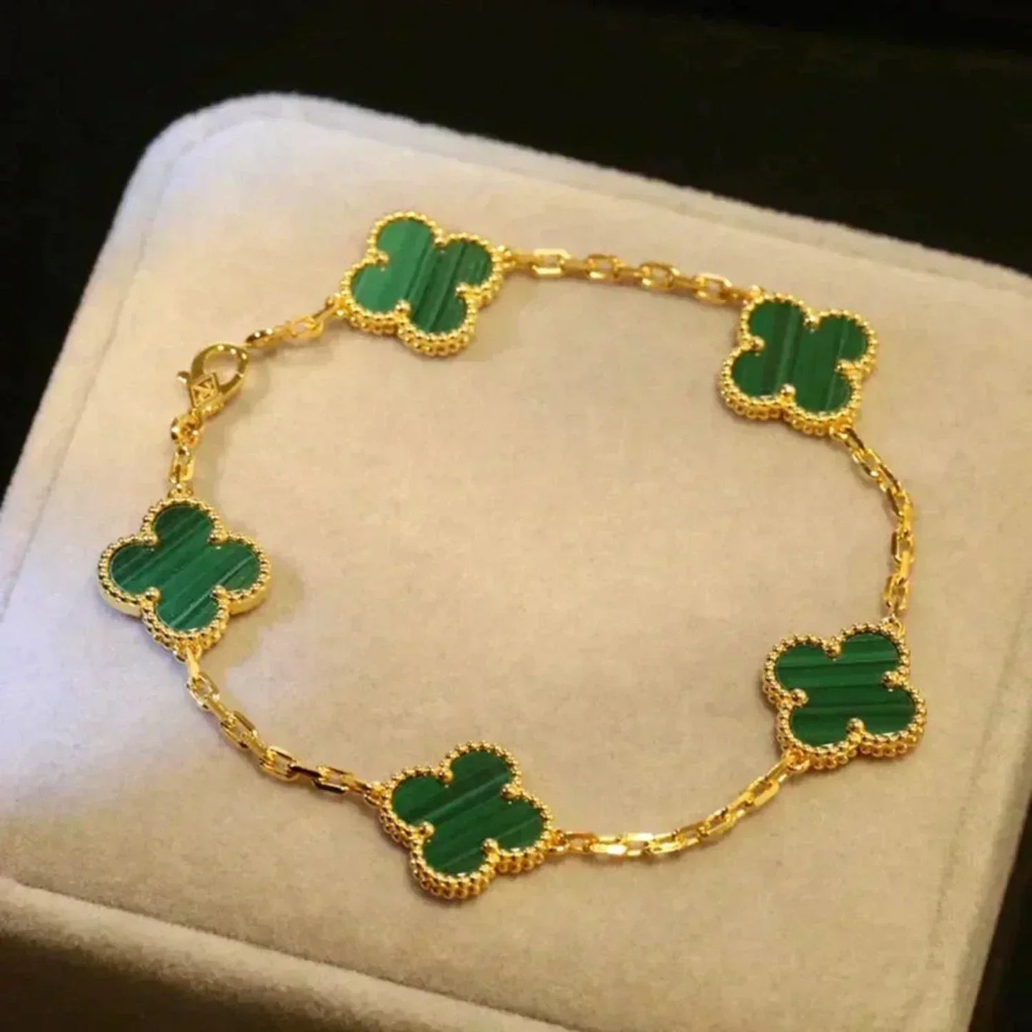 [Lunabriance]CLOVER 5 MOTIFS MALACHITE BRACELET