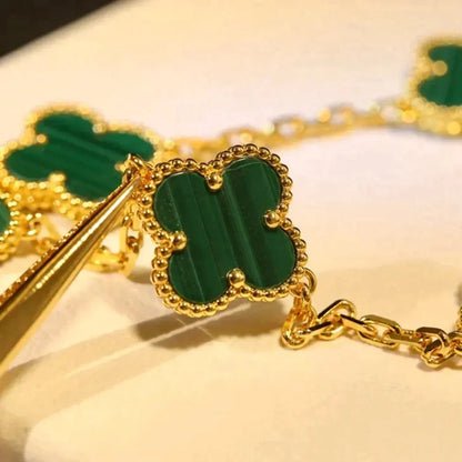 [Lunabriance]CLOVER 5 MOTIFS MALACHITE BRACELET