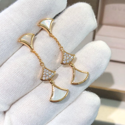 [Lunabriance]DREAM EARRINGS 3 MOTIFS DIAMOND MOP PINK GOLD