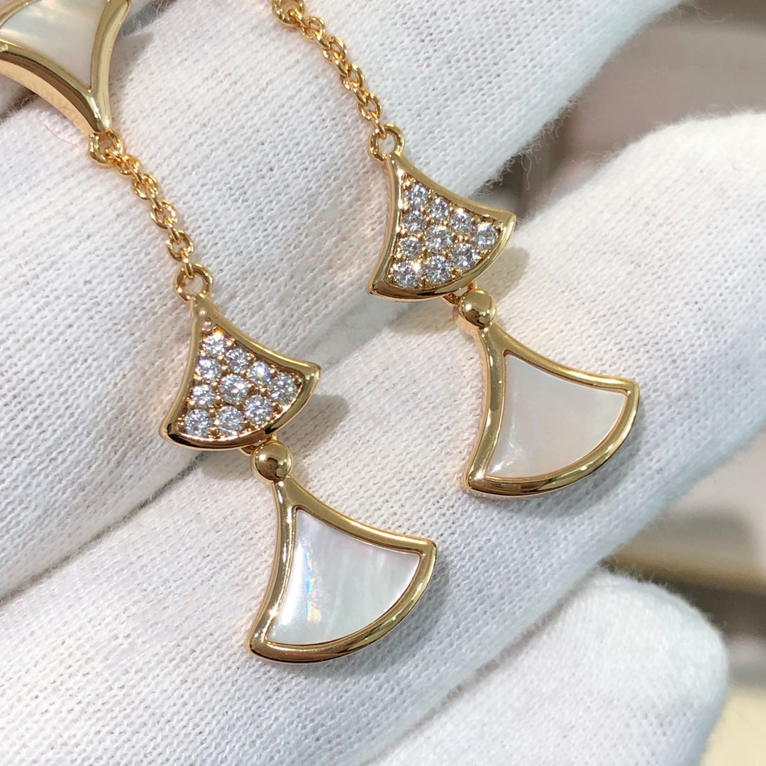 [Lunabriance]DREAM EARRINGS 3 MOTIFS DIAMOND MOP PINK GOLD