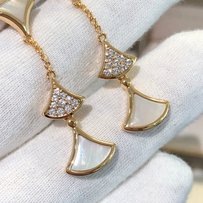 [Lunabriance]DREAM EARRINGS 3 MOTIFS DIAMOND MOP PINK GOLD