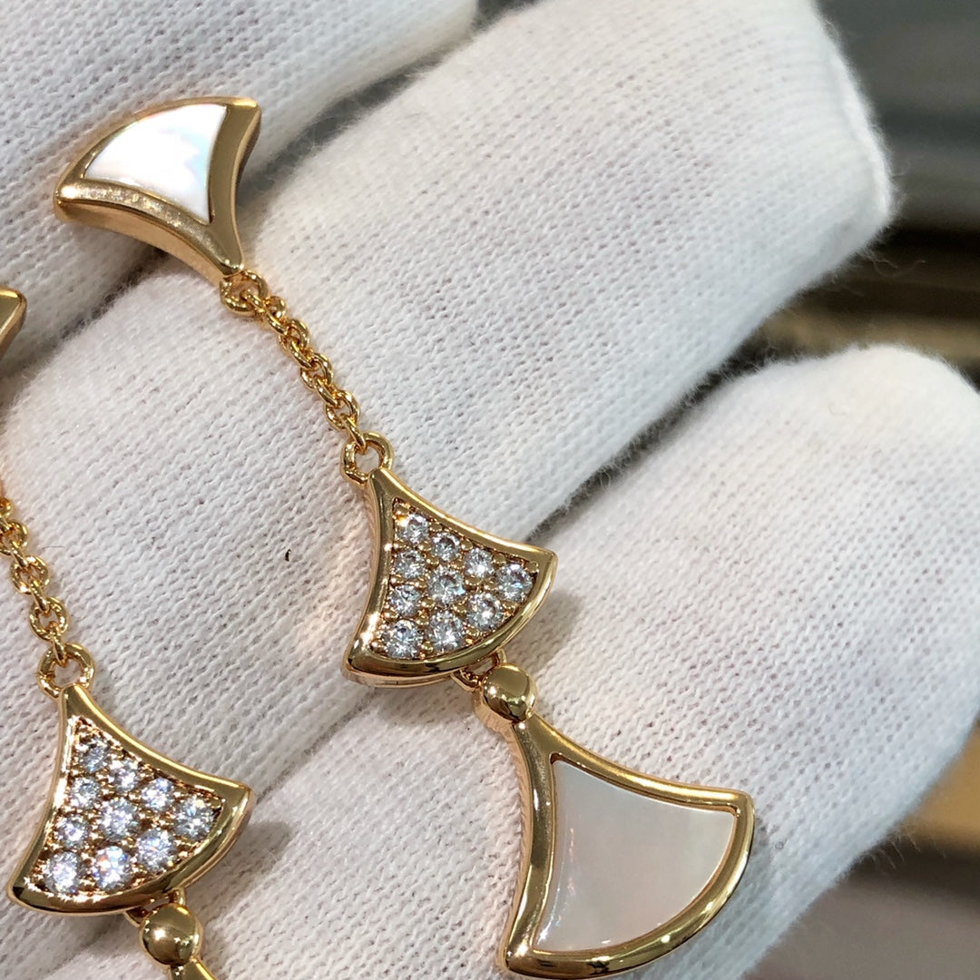 [Lunabriance]DREAM EARRINGS 3 MOTIFS DIAMOND MOP PINK GOLD
