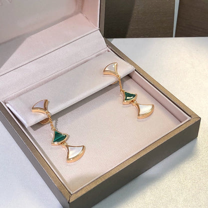 [Lunabriance]DREAM EARRINGS 3 MOTIFS MALACHITE MOP PINK GOLD