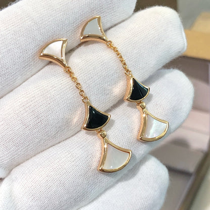 [Lunabriance]DREAM EARRINGS 3 MOTIFS ONYX MOP PINK GOLD