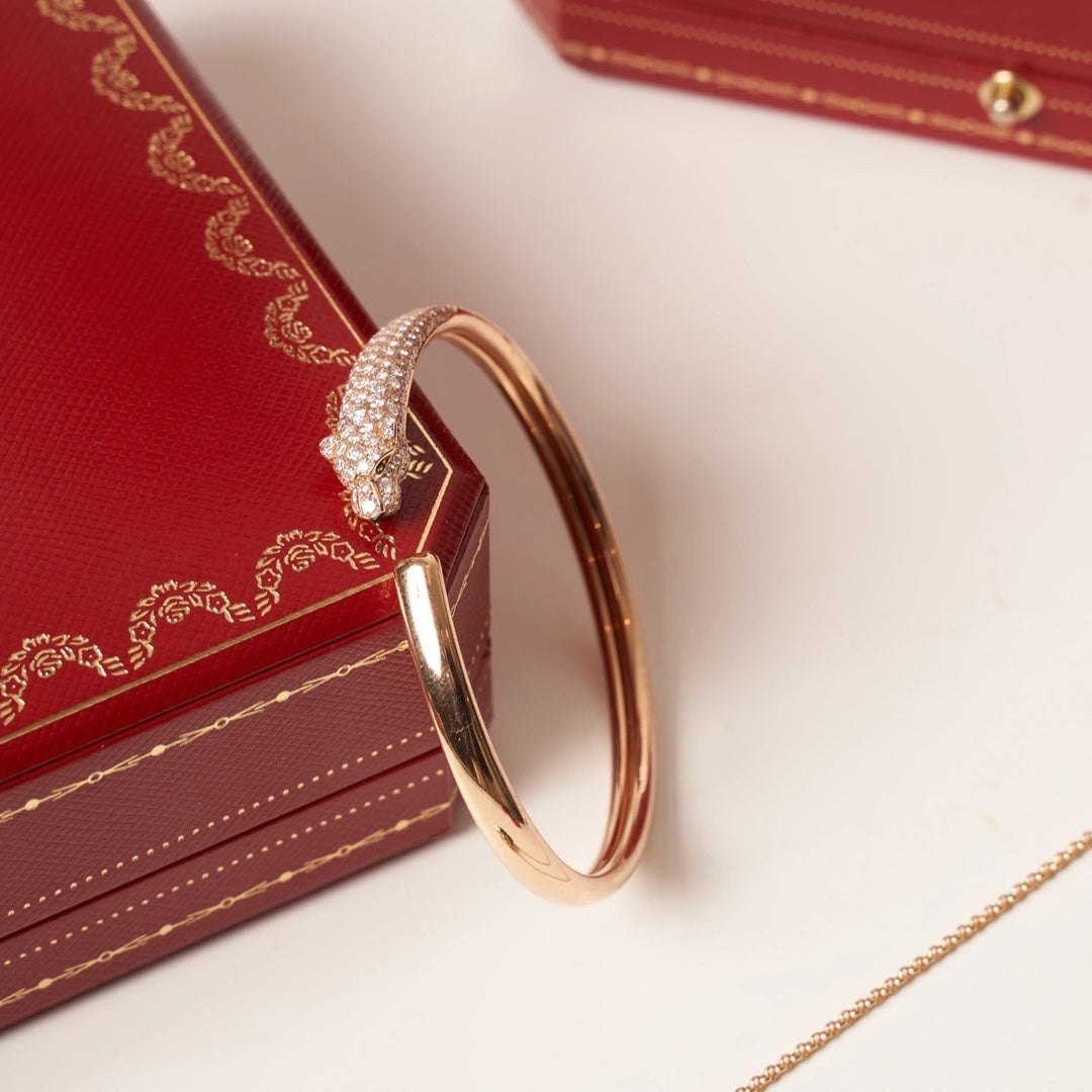 [Lunabriance]PANTHERE ROSE GOLD DIAMOND OPEN BRACELET