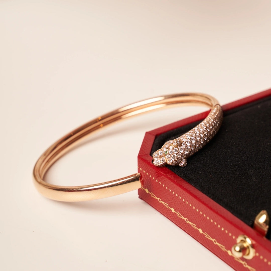 [Lunabriance]PANTHERE ROSE GOLD DIAMOND OPEN BRACELET