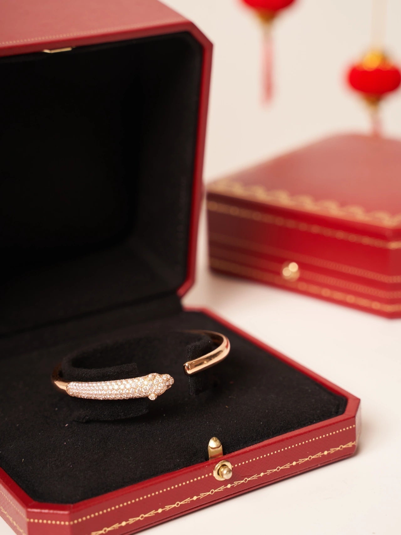 [Lunabriance]PANTHERE ROSE GOLD DIAMOND OPEN BRACELET
