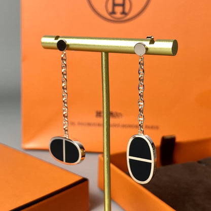 [Lunabriance]CHAINE VERSO BLACK CERAMIC EARRINGS