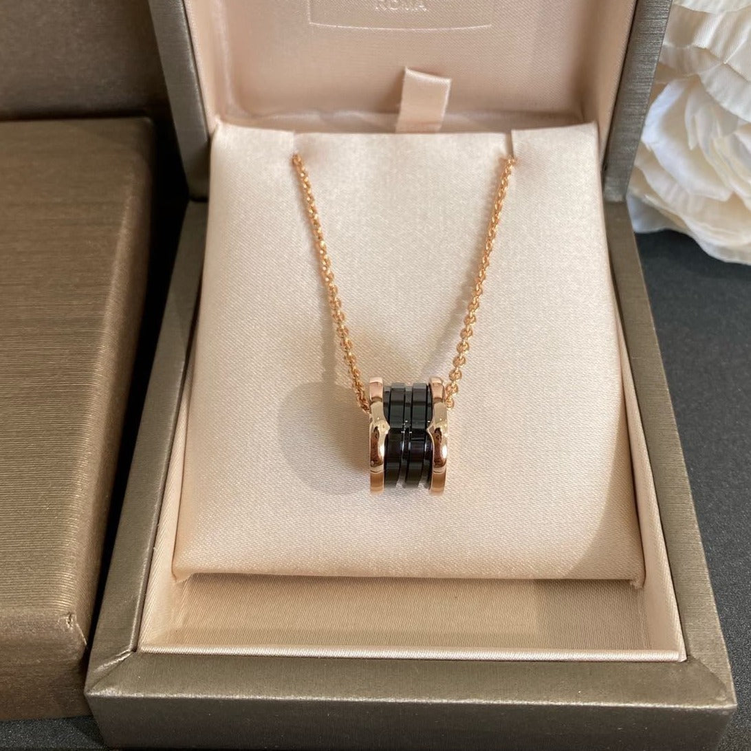 [Lunabriance]ZERO 1 BLACK CERAMIC PINK GOLD NECKLACE