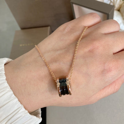 [Lunabriance]ZERO 1 BLACK CERAMIC PINK GOLD NECKLACE
