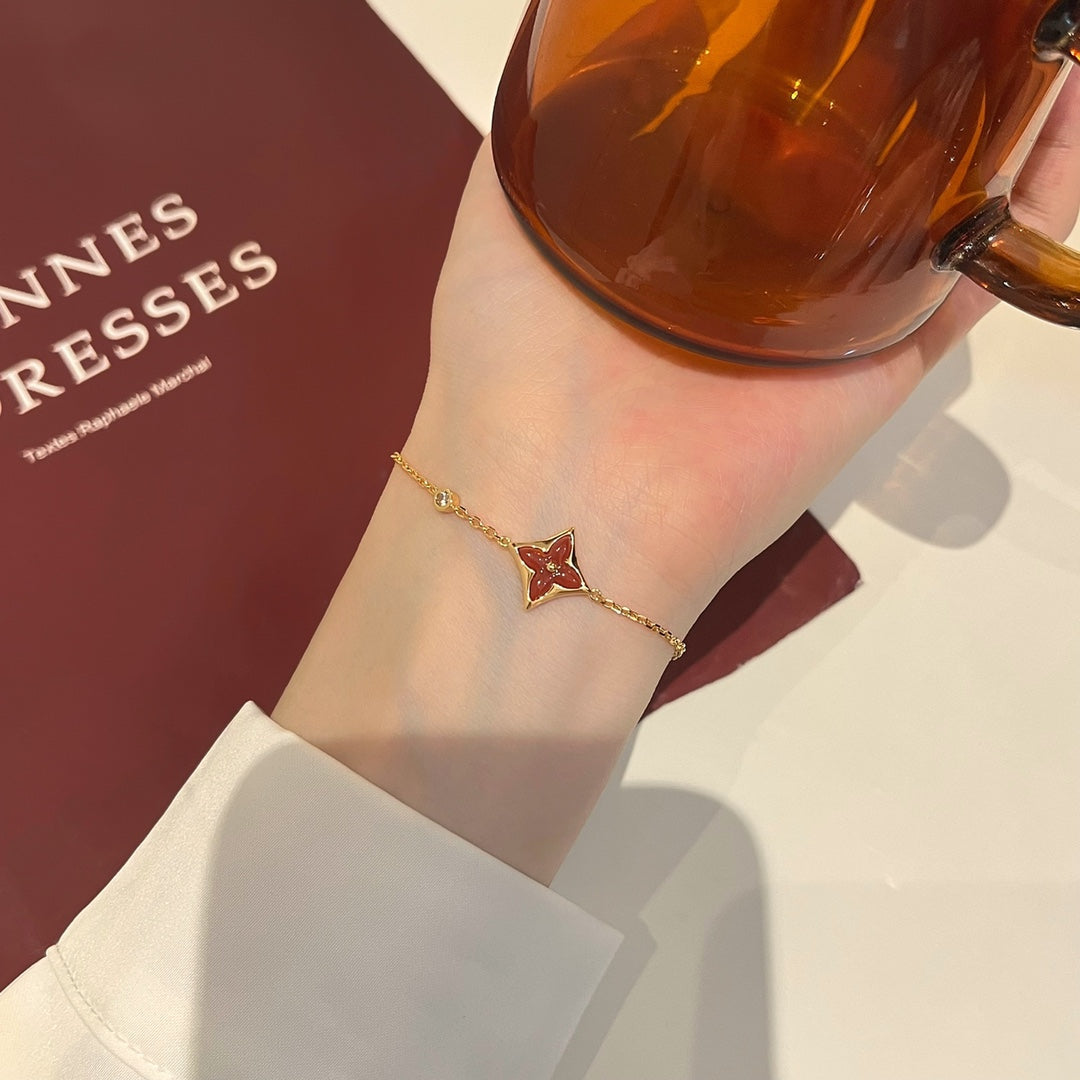 [Lunabriance]COLOR STAR CARNELIAN PINK GOLD DIAMOND BRACELET