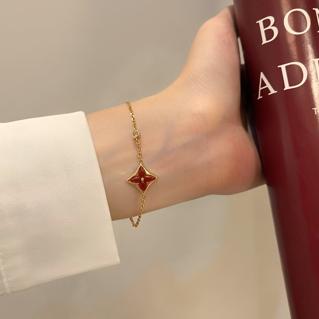 [Lunabriance]COLOR STAR CARNELIAN PINK GOLD DIAMOND BRACELET