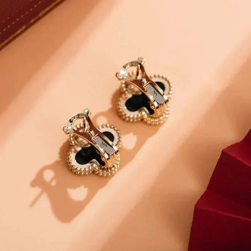 [Lunabriance]CLOVER MEDIUM 1 MOTIFS  ONYX STUD EARRINGS