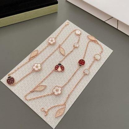 [Lunabriance]LUCKY SPRING 15 MOTIFS ROSE GOLD NECKLACE