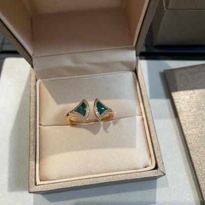[Lunabriance]DREAM MALACHITE DIAMOND OPEN RING