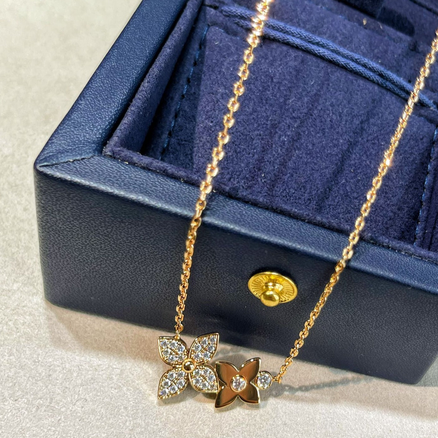 [Lunabriance]STAR BLOSSOM NECKLACE PINK GOLD DIAMONDS