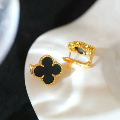[Lunabriance]CLOVER MEDIUM 1 MOTIFS  ONYX STUD EARRINGS