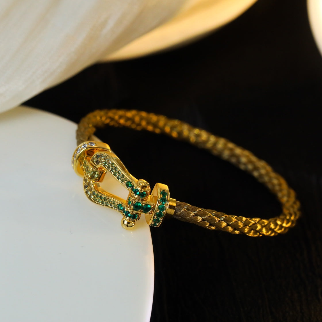 [Lunabriance]FORCE 10 GOLD GREEN DIAMOND PAVED