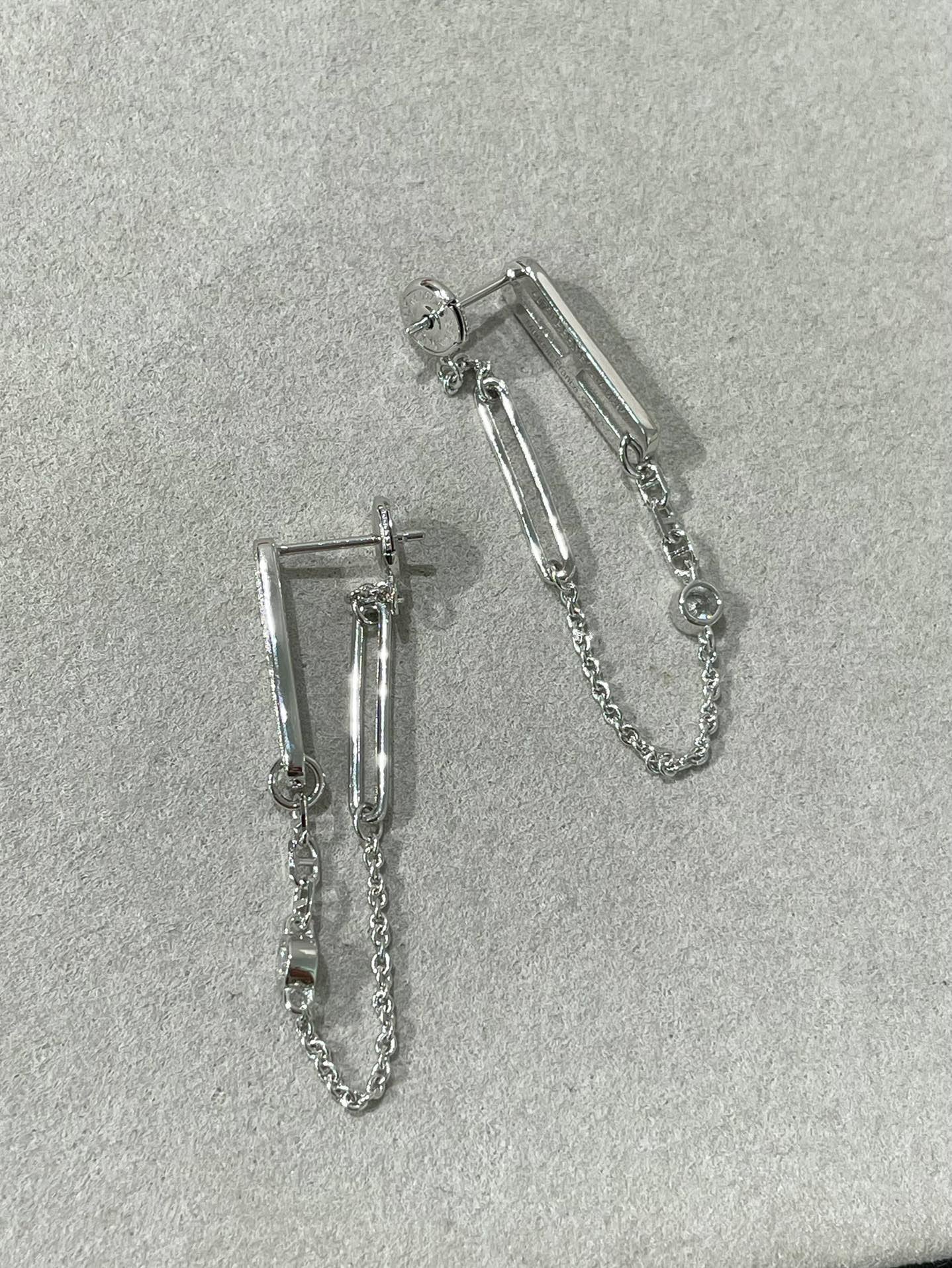[Lunabriance]CHAINE CHAOS DIAMOND DROP EARRINGS