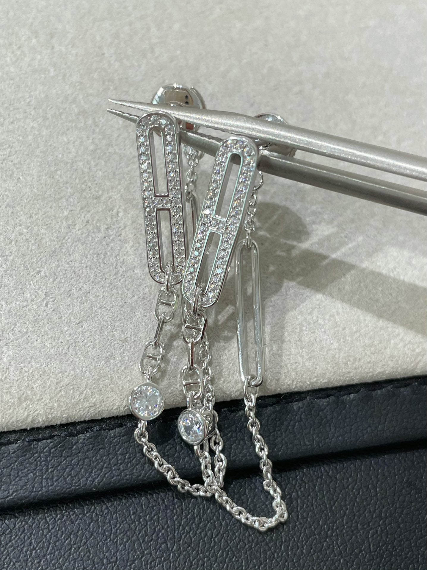 [Lunabriance]CHAINE CHAOS DIAMOND DROP EARRINGS