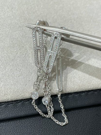 [Lunabriance]CHAINE CHAOS DIAMOND DROP EARRINGS