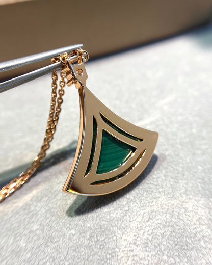[Lunabriance]DREAM MALACHITE DIAMOND PAVED PINK GOLD NECKLACE
